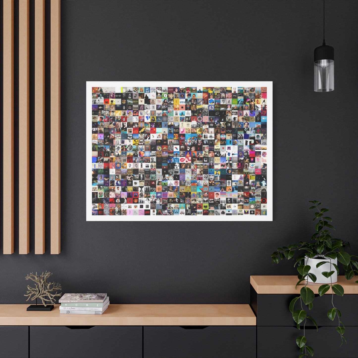 Album Cover Collage Canvas Print — Colorful Music Mosaic Wall Art