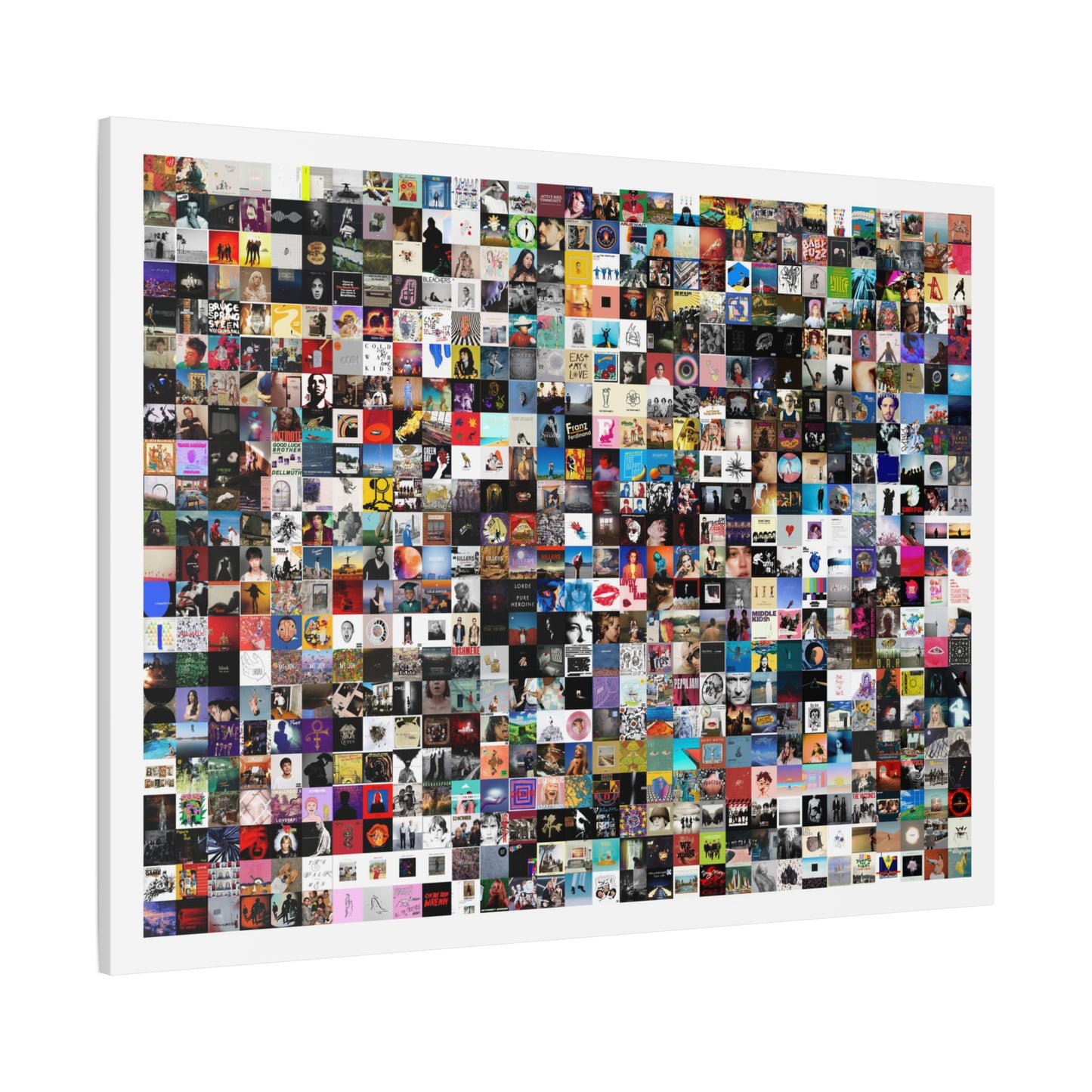 Album Cover Collage Canvas Print — Colorful Music Mosaic Wall Art
