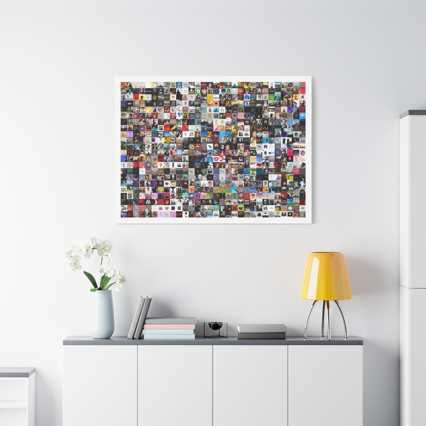 Album Cover Collage Canvas Print — Colorful Music Mosaic Wall Art