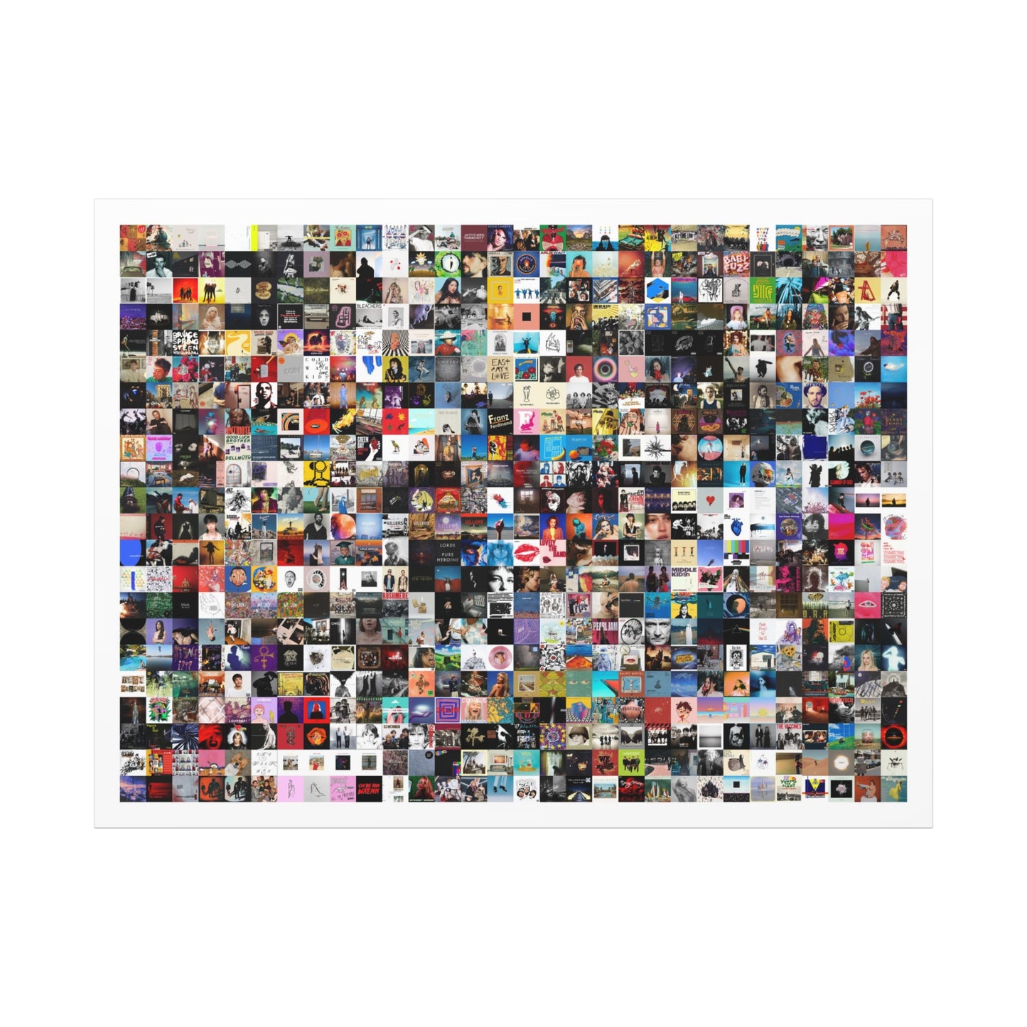 Album Cover Collage Canvas Print — Colorful Music Mosaic Wall Art