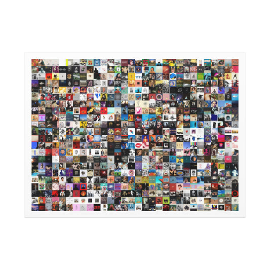 Album Cover Collage Canvas Print — Colorful Music Mosaic Wall Art